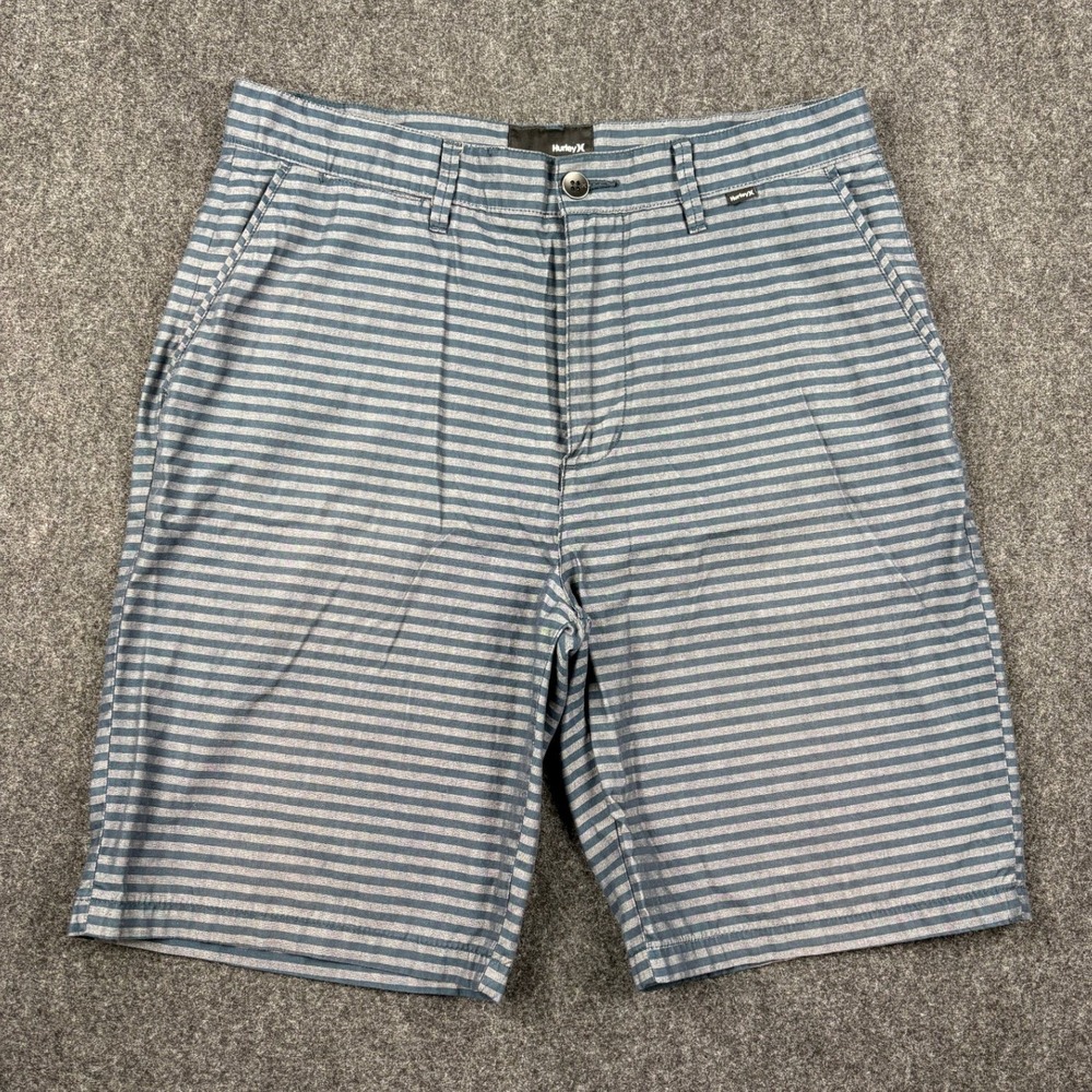 Hurley Mens Striped Walk Shorts Blue Grey Size 32 MWS0002990 Casual Summer